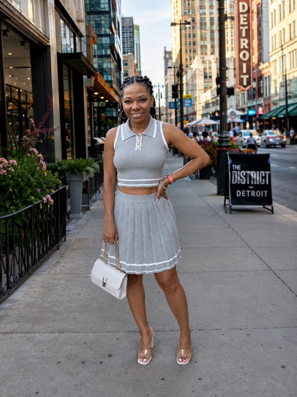 Women Crop Top and Mini Tennis Skirt Set